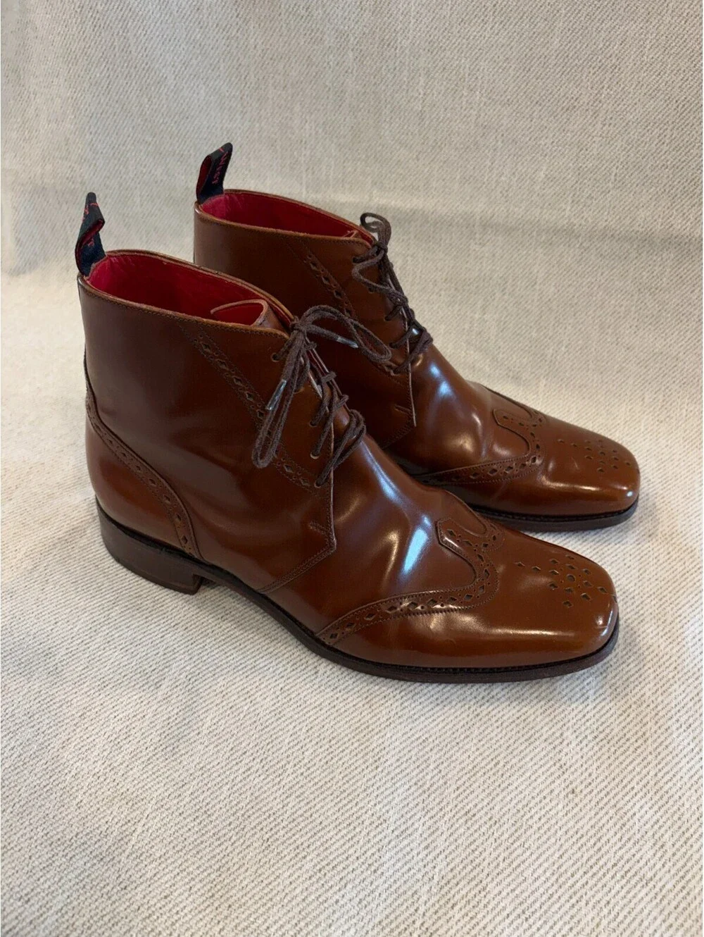 Jeffery-West Men's Tan Leather Wingtip Brogue Boots  England Size UK 8 / US 9